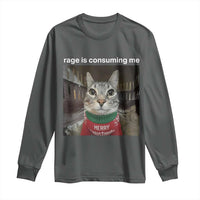 Rage Is Consuming Me Christmas Long Sleeve Shirt Funny Silly Staring Cat Meme Xmas Ugly Sweater - Wonder Print Shop