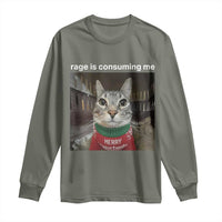 Rage Is Consuming Me Christmas Long Sleeve Shirt Funny Silly Staring Cat Meme Xmas Ugly Sweater - Wonder Print Shop