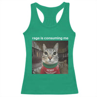 Rage Is Consuming Me Christmas Racerback Tank Top Funny Silly Staring Cat Meme Xmas Ugly Sweater - Wonder Print Shop
