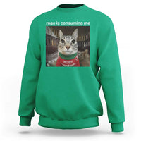 Rage Is Consuming Me Christmas Sweatshirt Funny Silly Staring Cat Meme Xmas Ugly Sweater - Wonder Print Shop