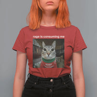 Rage Is Consuming Me Christmas T Shirt For Women Funny Silly Staring Cat Meme Xmas Ugly Sweater - Wonder Print Shop