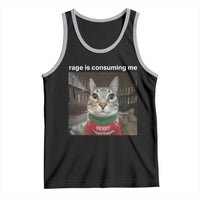 Rage Is Consuming Me Christmas Tank Top Funny Silly Staring Cat Meme Xmas Ugly Sweater - Wonder Print Shop