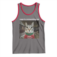 Rage Is Consuming Me Christmas Tank Top Funny Silly Staring Cat Meme Xmas Ugly Sweater - Wonder Print Shop