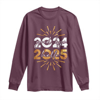 Goodbye 2024 Hello 2025 Long Sleeve Shirt New Year's Eve Party Fireworks