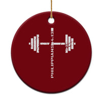 Christian Bible Gym Ceramic Ornament Jesus Weightlifter Workout Faith Philippians 4 13 - Wonder Print Shop
