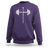Christian Bible Gym Sweatshirt Jesus Weightlifter Workout Faith Philippians 4 13 - Wonder Print Shop