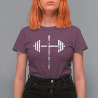 Christian Bible Gym T Shirt For Women Jesus Weightlifter Workout Faith Philippians 4 13 - Wonder Print Shop