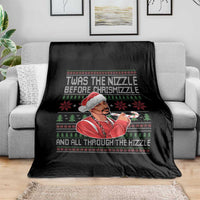 Funny Christmas Hip Hop Rap Gang Throw Blanket Twas The Nizzle Before Chrismizzle And All Through The Hizzle - Wonder Print Shop