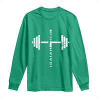 Christian Bible Gym Long Sleeve Shirt Jesus Weightlifter Workout Faith Isaiah 40 31 - Wonder Print Shop