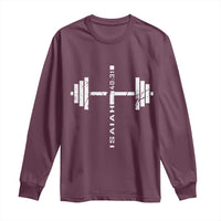 Christian Bible Gym Long Sleeve Shirt Jesus Weightlifter Workout Faith Isaiah 40 31 - Wonder Print Shop