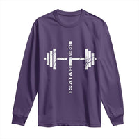 Christian Bible Gym Long Sleeve Shirt Jesus Weightlifter Workout Faith Isaiah 40 31 - Wonder Print Shop