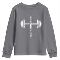 Christian Bible Gym Youth Sweatshirt Jesus Weightlifter Workout Faith Isaiah 40 31 - Wonder Print Shop