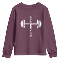Christian Bible Gym Youth Sweatshirt Jesus Weightlifter Workout Faith Isaiah 40 31 - Wonder Print Shop