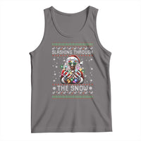 Funny Terrifier Christmas Santa Tank Top Slashing Through The Snow Xmas Horror Movie - Wonder Print Shop
