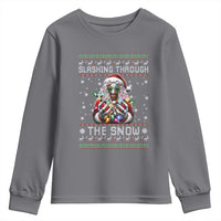 Funny Terrifier Christmas Santa Youth Sweatshirt Slashing Through The Snow Xmas Horror Movie - Wonder Print Shop