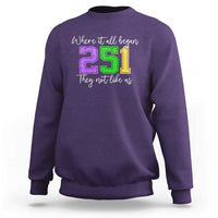 251 Mardi Gras Mobile Alabama Sweatshirt Where It All Began Fat Tuesday Carnival Glitter Print