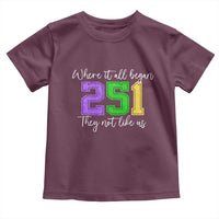 251 Mardi Gras Mobile Alabama Toddler T Shirt Where It All Began Fat Tuesday Carnival Glitter Print