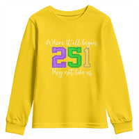 251 Mardi Gras Mobile Alabama Youth Sweatshirt Where It All Began Fat Tuesday Carnival Glitter Print