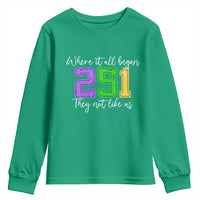 251 Mardi Gras Mobile Alabama Youth Sweatshirt Where It All Began Fat Tuesday Carnival Glitter Print