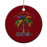 Funny Mardi Gras Coconut Palm Tree Ceramic Ornament Laissez Les Bons Temps Rouler Beads Masks