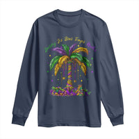 Funny Mardi Gras Coconut Palm Tree Long Sleeve Shirt Laissez Les Bons Temps Rouler Beads Masks