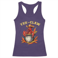 Funny Louisiana Crawfish Cowboy Racerback Tank Top Yee Claw Cajun Seafood