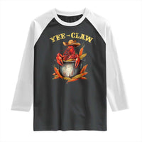 Funny Louisiana Crawfish Cowboy Raglan Shirt Yee Claw Cajun Seafood