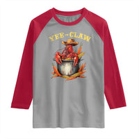 Funny Louisiana Crawfish Cowboy Raglan Shirt Yee Claw Cajun Seafood