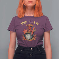 Funny Louisiana Crawfish Cowboy T Shirt For Women Yee Claw Cajun Seafood