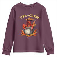 Funny Louisiana Crawfish Cowboy Youth Sweatshirt Yee Claw Cajun Seafood