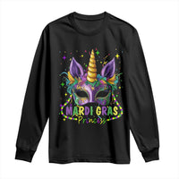 Funny Mardi Gras Princess Long Sleeve Shirt Unicorn Mask Party