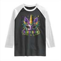 Funny Mardi Gras Princess Raglan Shirt Unicorn Mask Party