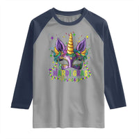 Funny Mardi Gras Princess Raglan Shirt Unicorn Mask Party