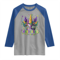 Funny Mardi Gras Princess Raglan Shirt Unicorn Mask Party