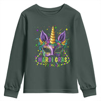 Funny Mardi Gras Princess Youth Sweatshirt Unicorn Mask Party