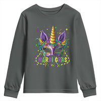 Funny Mardi Gras Princess Youth Sweatshirt Unicorn Mask Party
