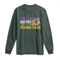 Funny Mardi Gras Will Trade Brother For King Cake Long Sleeve Shirt Beads Doubloons