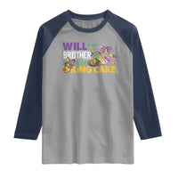 Funny Mardi Gras Will Trade Brother For King Cake Raglan Shirt Beads Doubloons