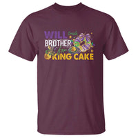 Funny Mardi Gras Will Trade Brother For King Cake T Shirt Beads Doubloons