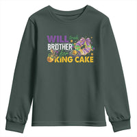 Funny Mardi Gras Will Trade Brother For King Cake Youth Sweatshirt Beads Doubloons