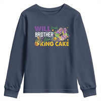 Funny Mardi Gras Will Trade Brother For King Cake Youth Sweatshirt Beads Doubloons