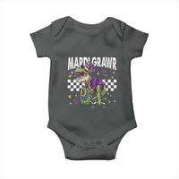 Funny Mardi Gras T-rex Dinosaur Baby Onesie Mardi Grawr Beads Carnival Party