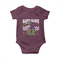 Funny Mardi Gras T-rex Dinosaur Baby Onesie Mardi Grawr Beads Carnival Party