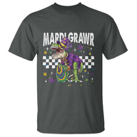 Funny Mardi Gras T-rex Dinosaur T Shirt Mardi Grawr Beads Carnival Party