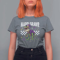Funny Mardi Gras T-rex Dinosaur T Shirt For Women Mardi Grawr Beads Carnival Party