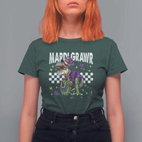 Funny Mardi Gras T-rex Dinosaur T Shirt For Women Mardi Grawr Beads Carnival Party