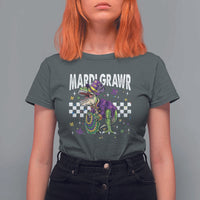 Funny Mardi Gras T-rex Dinosaur T Shirt For Women Mardi Grawr Beads Carnival Party
