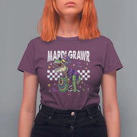 Funny Mardi Gras T-rex Dinosaur T Shirt For Women Mardi Grawr Beads Carnival Party