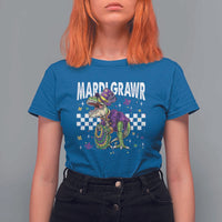 Funny Mardi Gras T-rex Dinosaur T Shirt For Women Mardi Grawr Beads Carnival Party