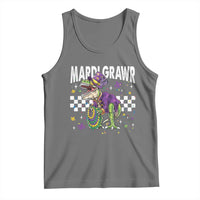 Funny Mardi Gras T-rex Dinosaur Tank Top Mardi Grawr Beads Carnival Party